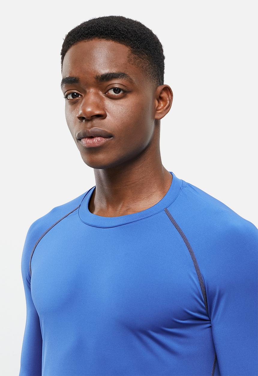 basicthread - Active contrast stitching top - blue