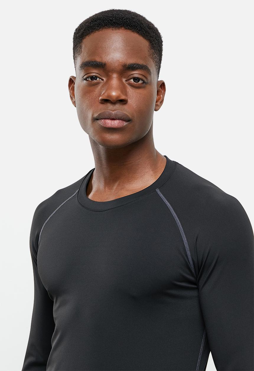 basicthread - Active contrast stitching top - black