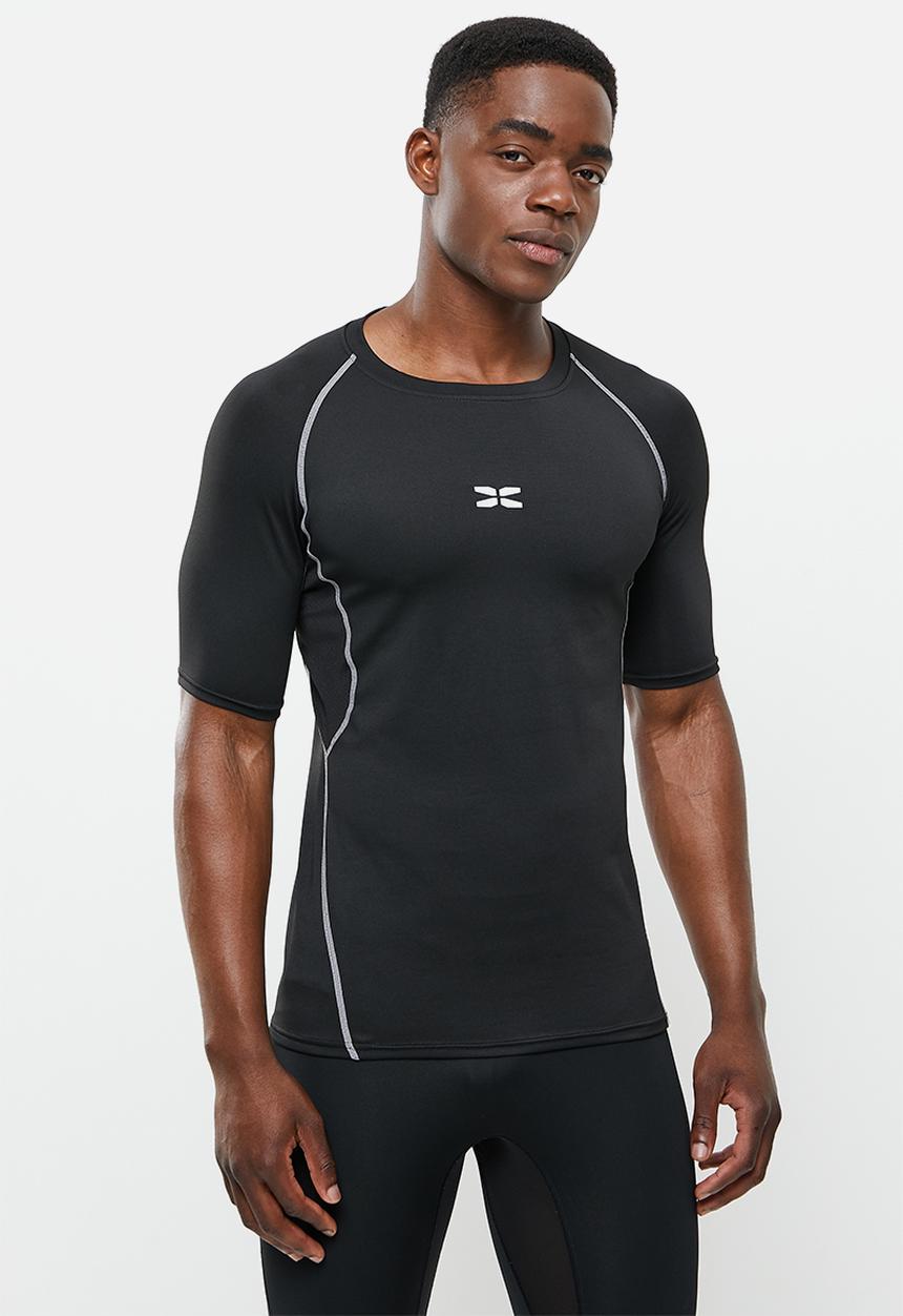 basicthread - Slim fit piping sport tee - black