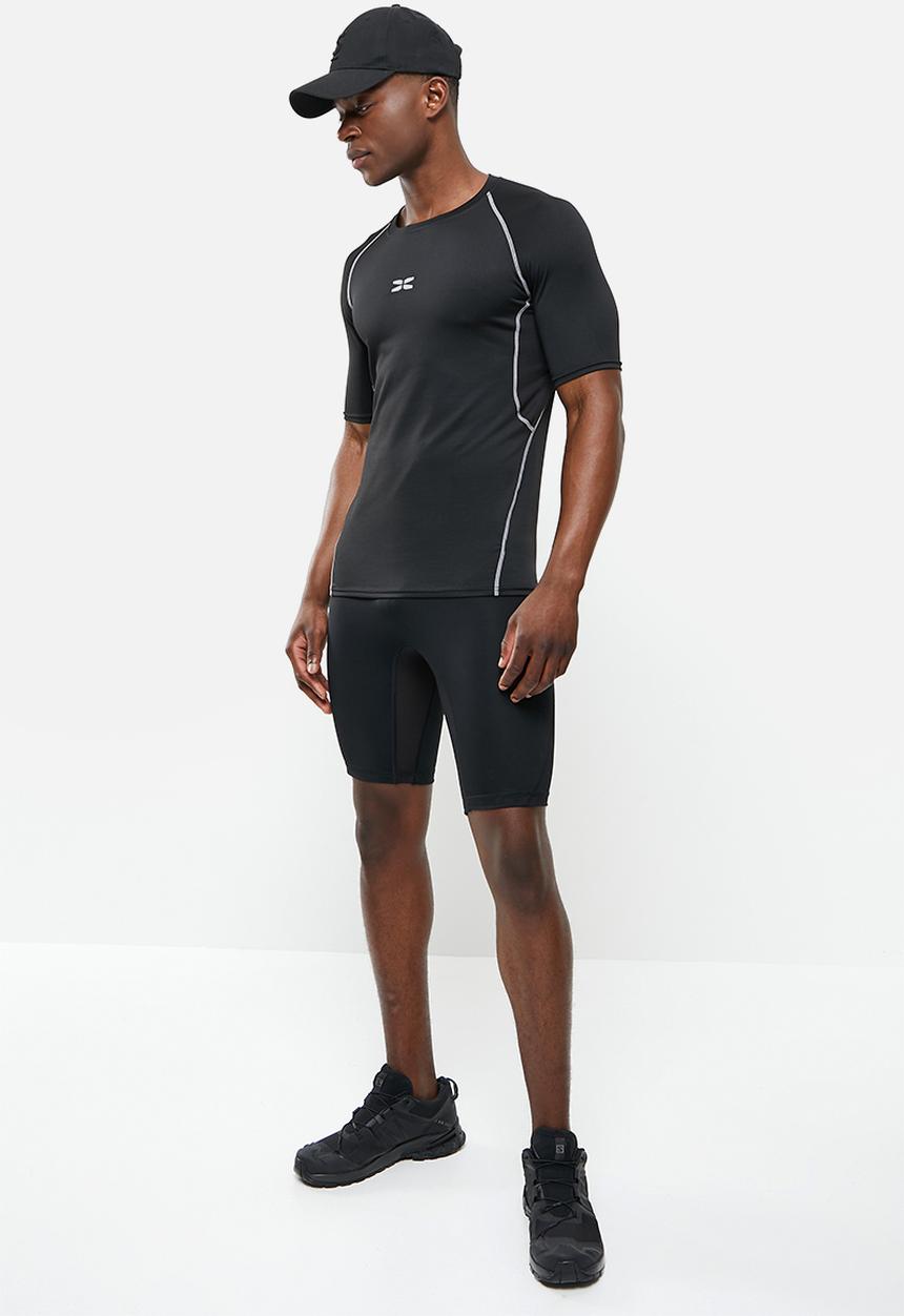 basicthread - Slim fit piping sport tee - black