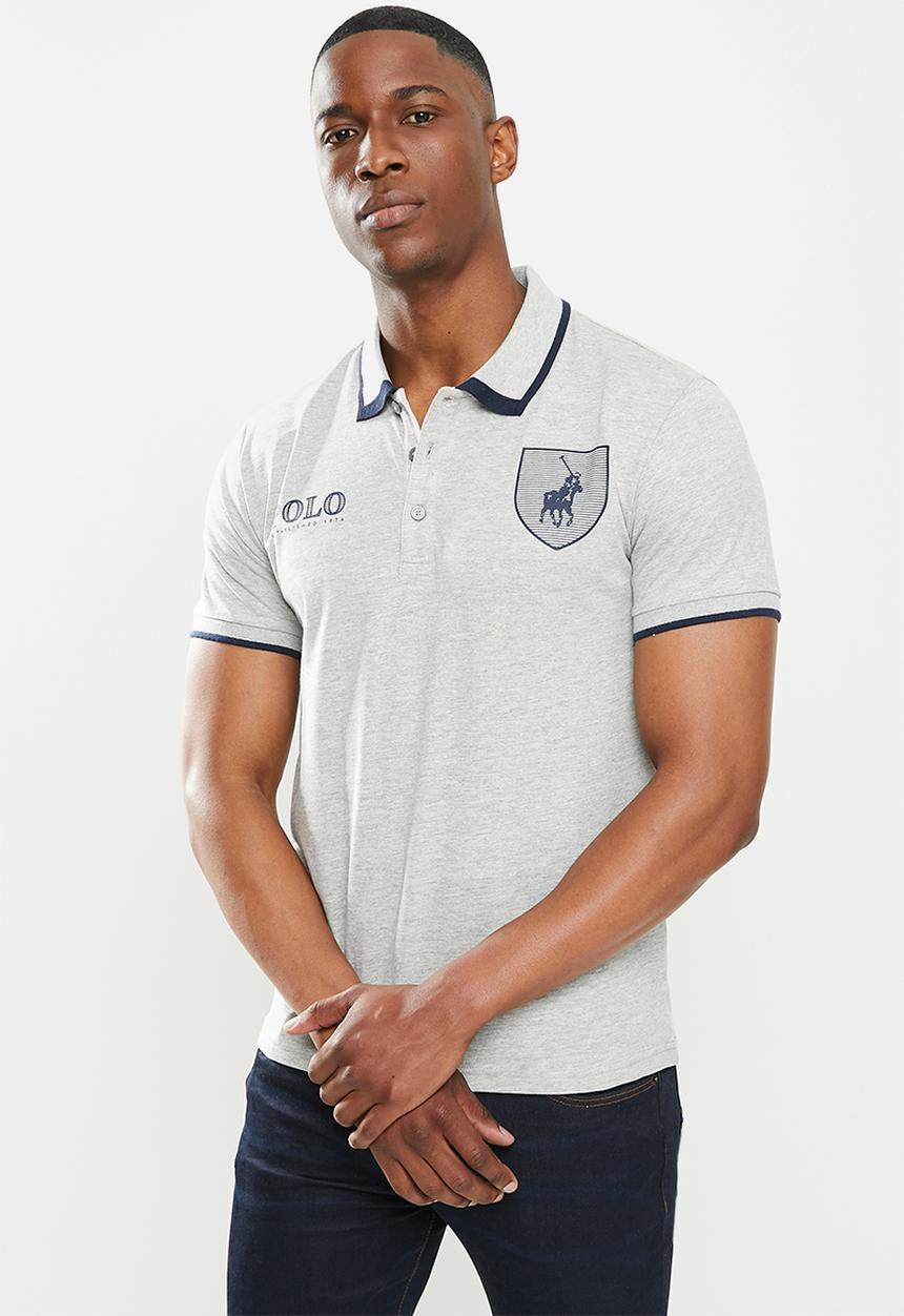 POLO - Mens archie custom fit short sleeve crest golfer - grey