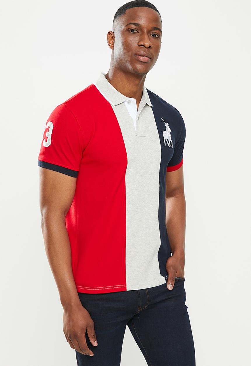 POLO - Mens chris short sleeve colour block fashion golfer - red