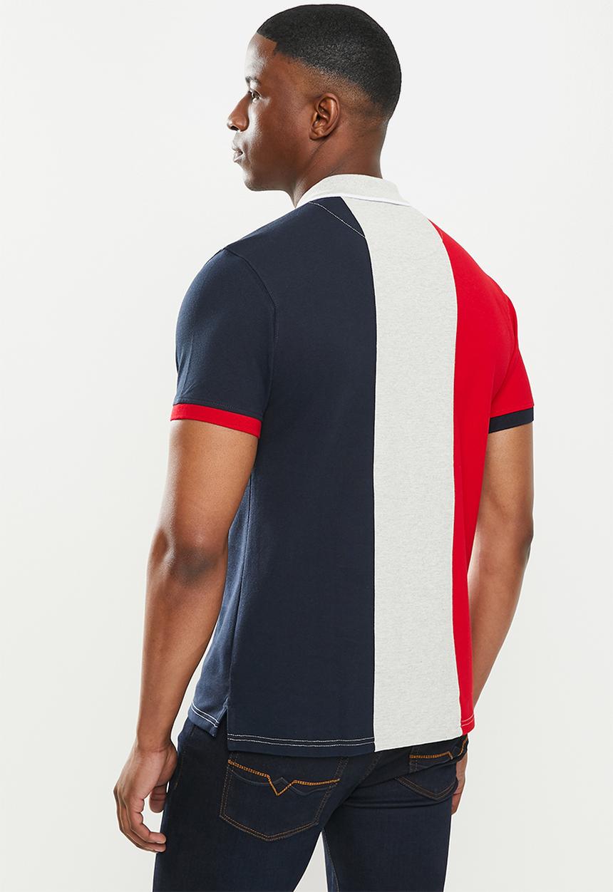 POLO - Mens chris short sleeve colour block fashion golfer - red
