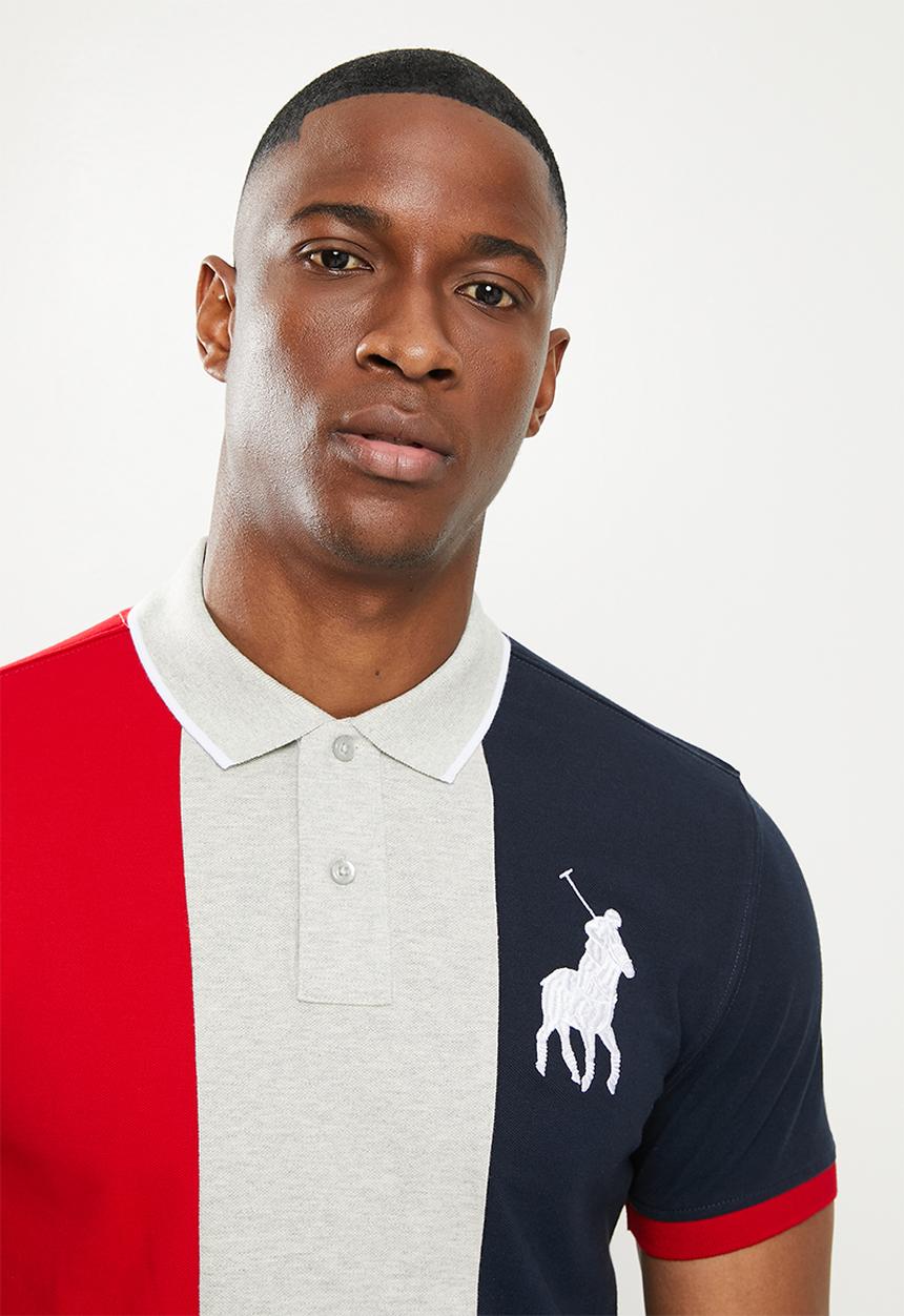 POLO - Mens chris short sleeve colour block fashion golfer - red