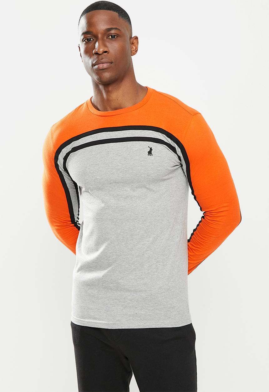 POLO - Sport niel cut&sew long sleeve T-shirt - grey & orange
