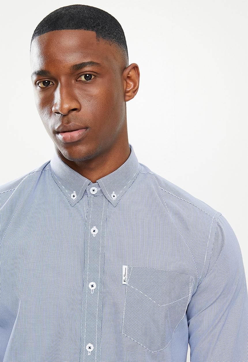 Ben Sherman - Small gingham long sleeve shirt - navy
