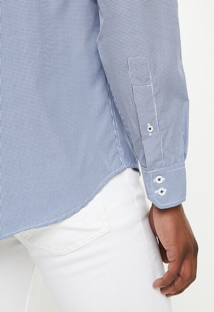 Ben Sherman - Small gingham long sleeve shirt - navy