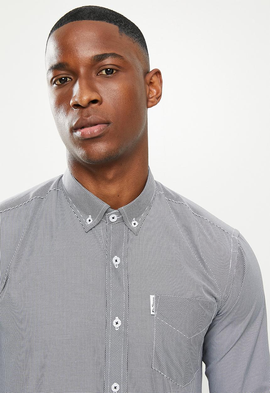 Ben Sherman - Small gingham long sleeve shirt - black