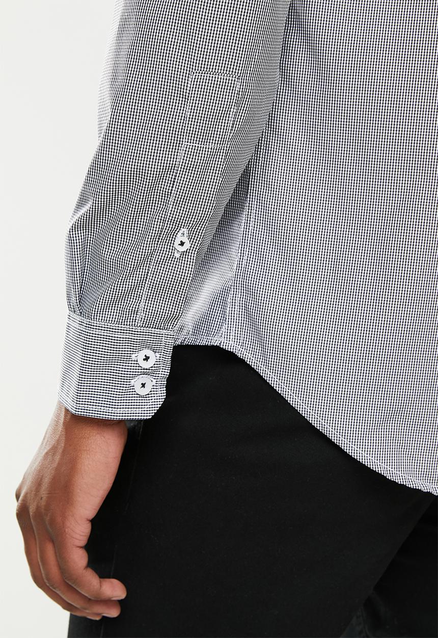 Ben Sherman - Small gingham long sleeve shirt - black