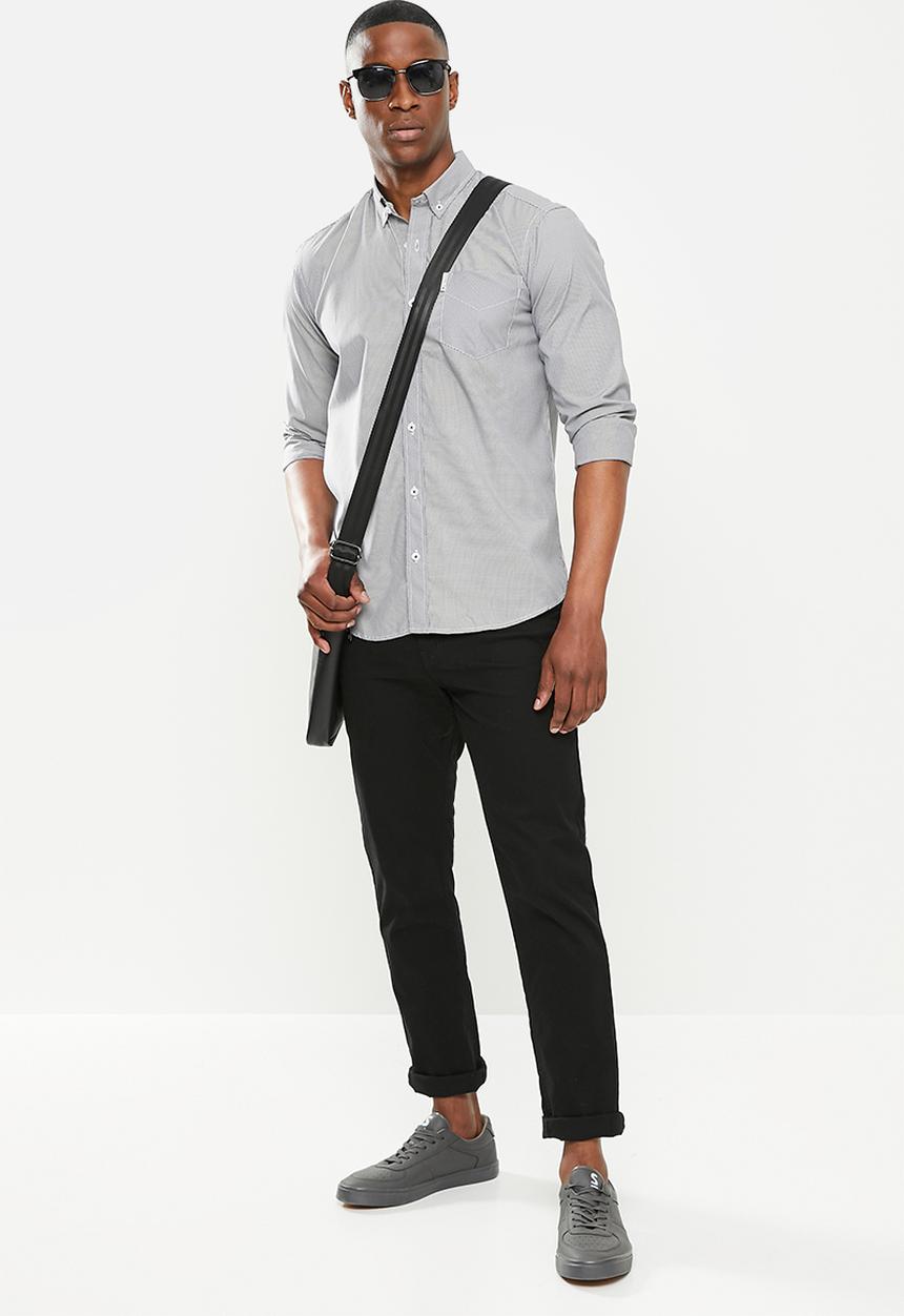 Ben Sherman - Small gingham long sleeve shirt - black