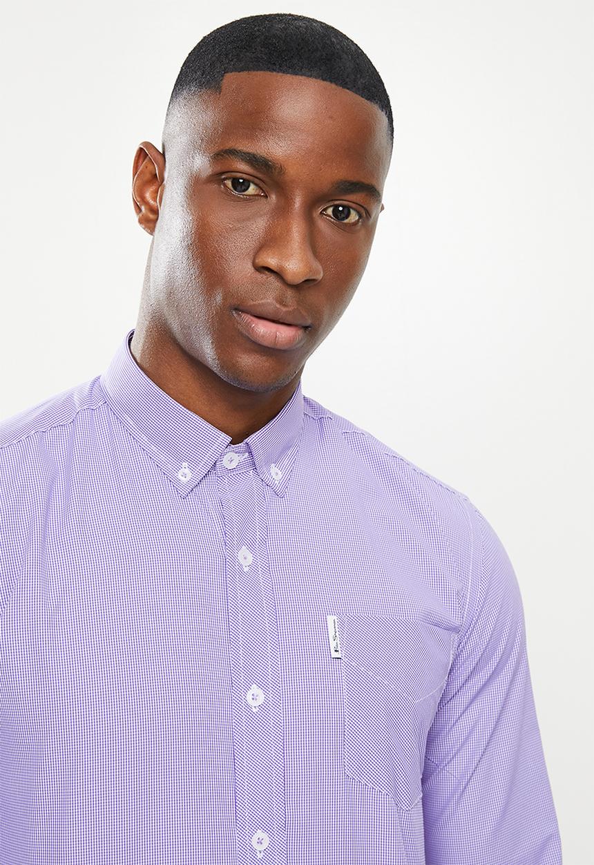Ben Sherman - Small gingham long sleeve shirt - purple