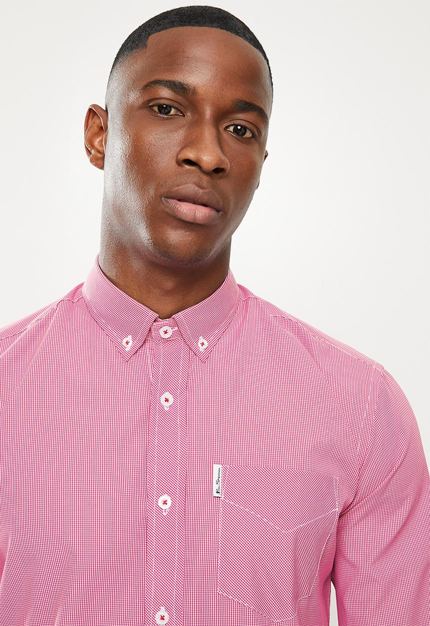 Ben Sherman - Small gingham long sleeve shirt - red