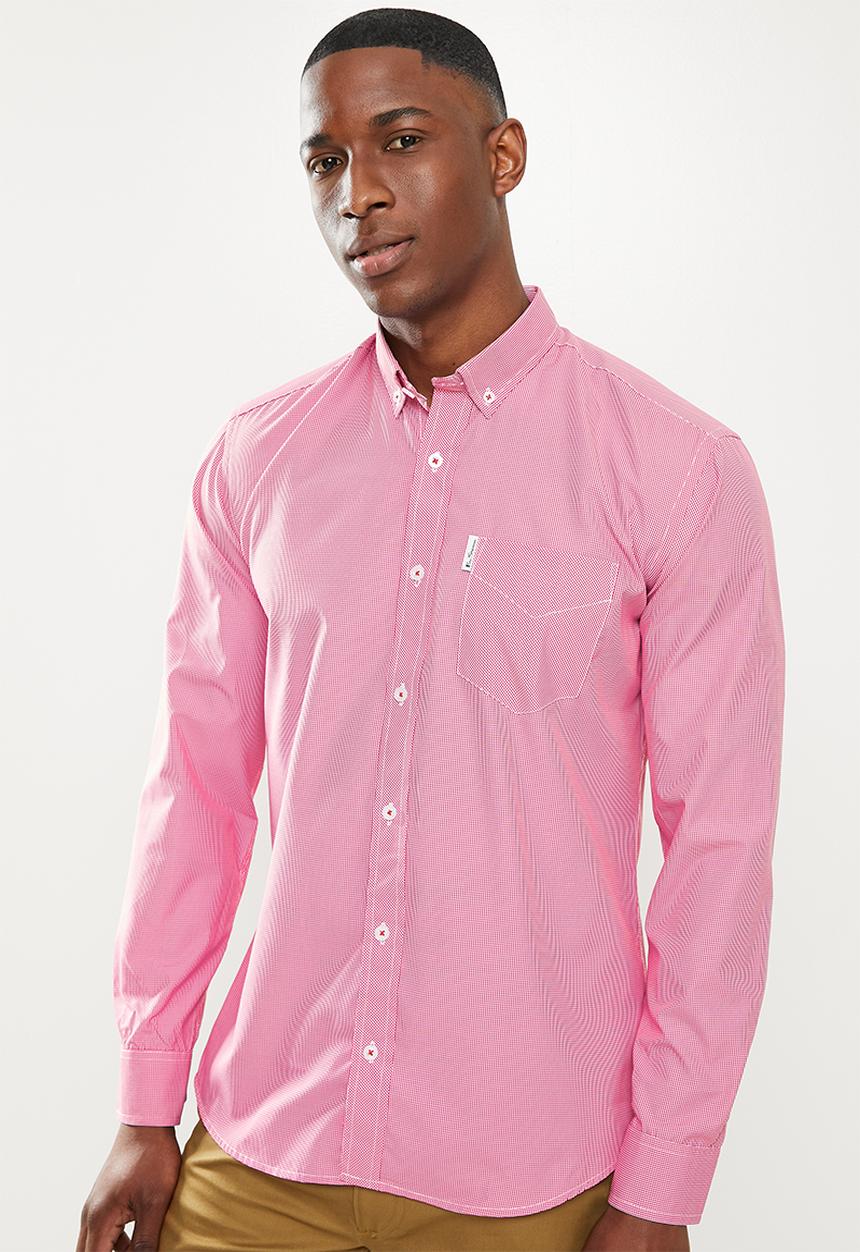Ben Sherman - Small gingham long sleeve shirt - red