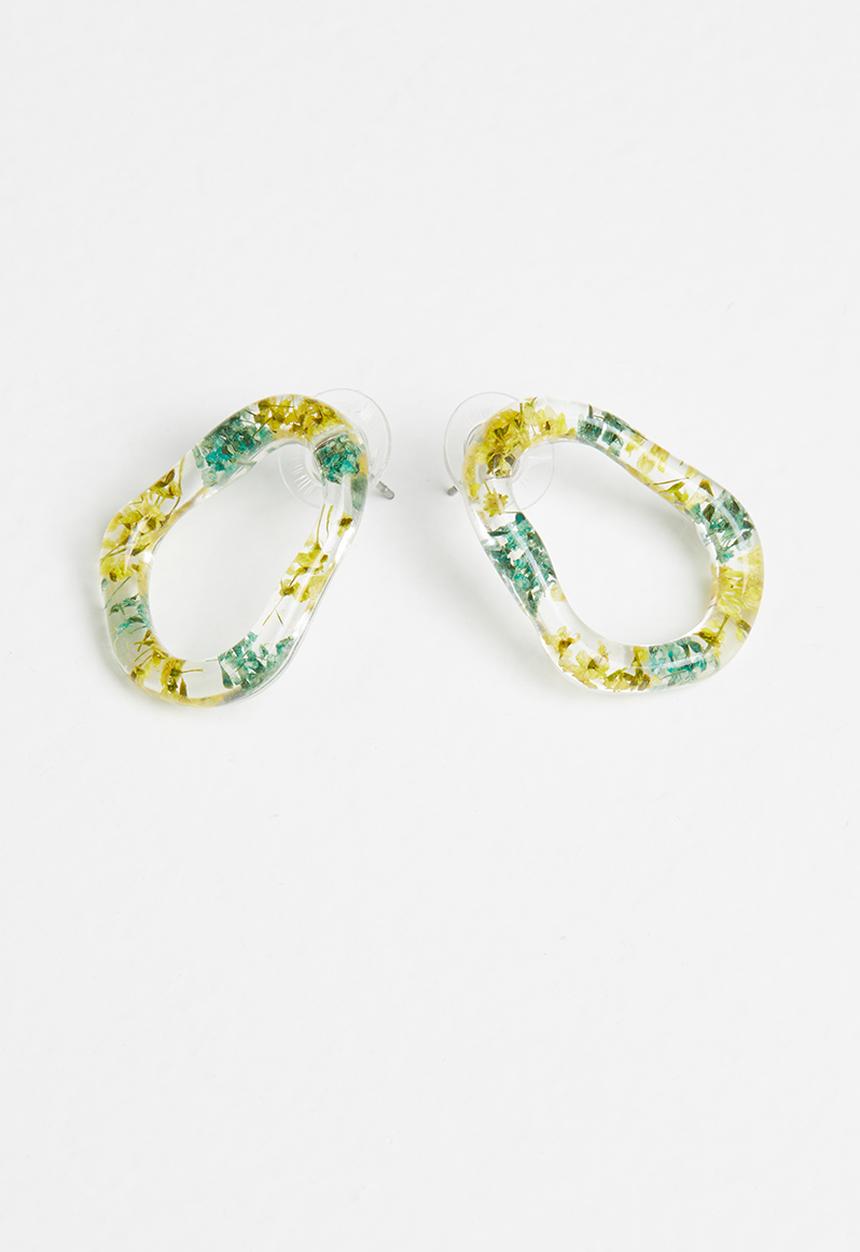 Superbalist - Resin hoop earrings - yellow & blue 