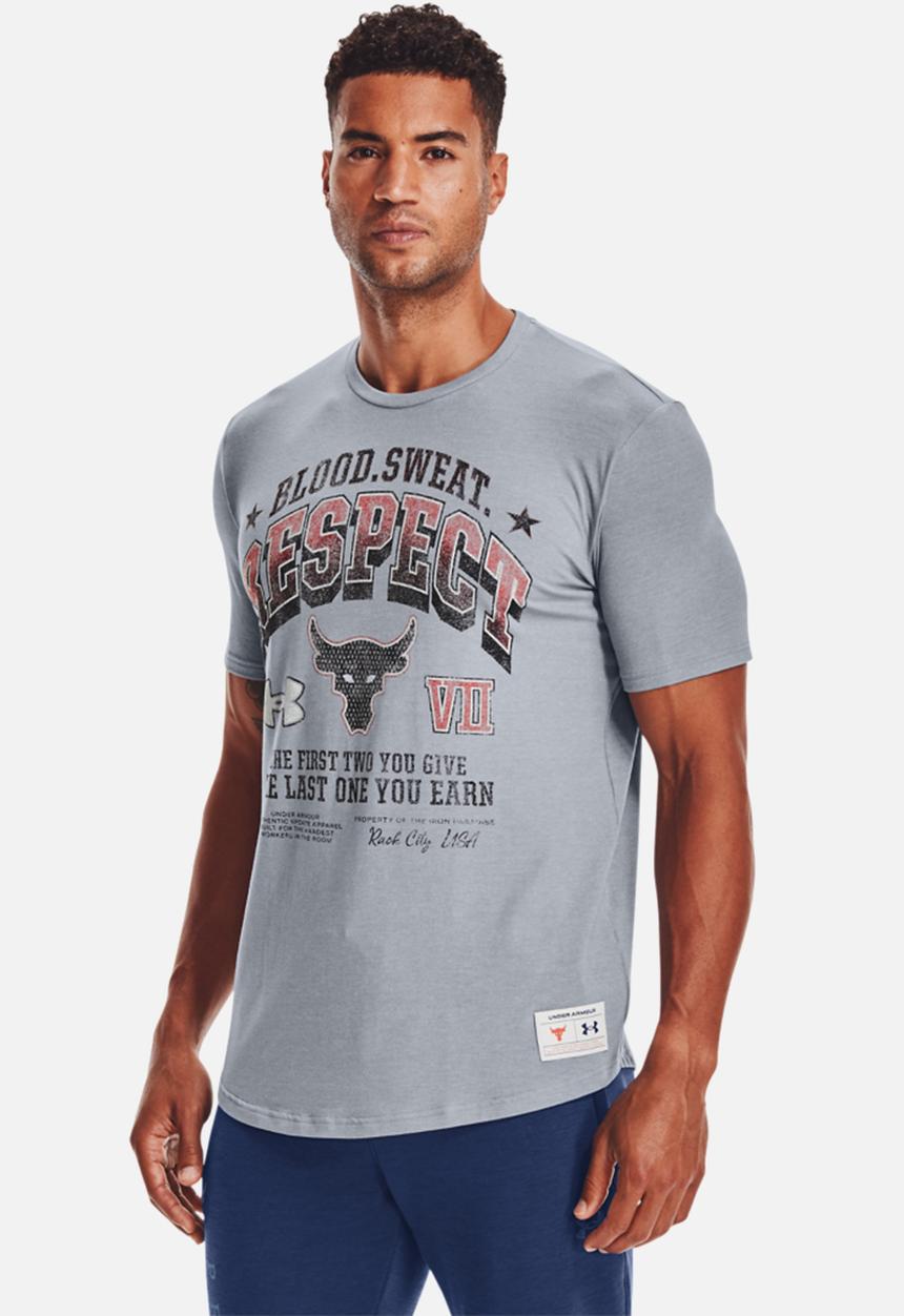Under Armour - UA Project Rock bsr ss- grey-melange