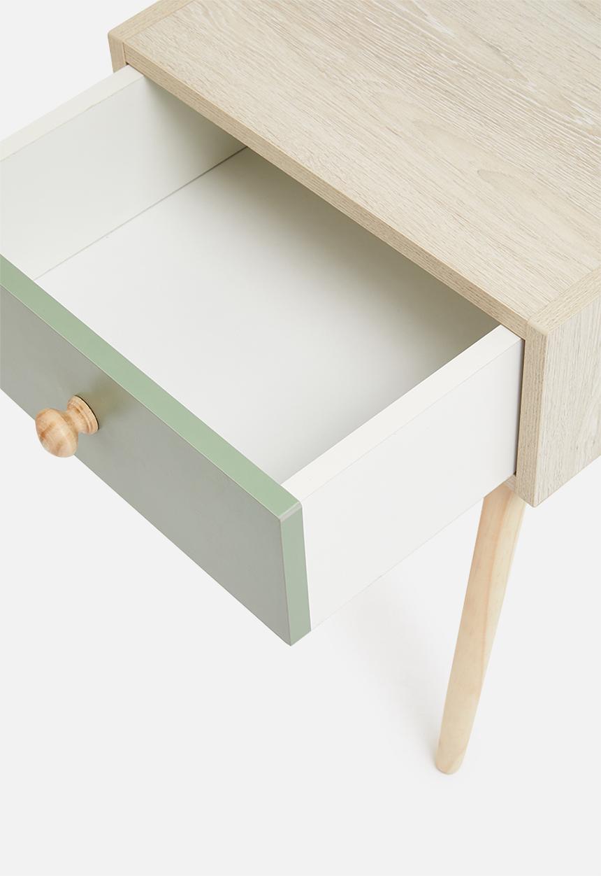 Sixth Floor - Mundo bedside table - natural & sage
