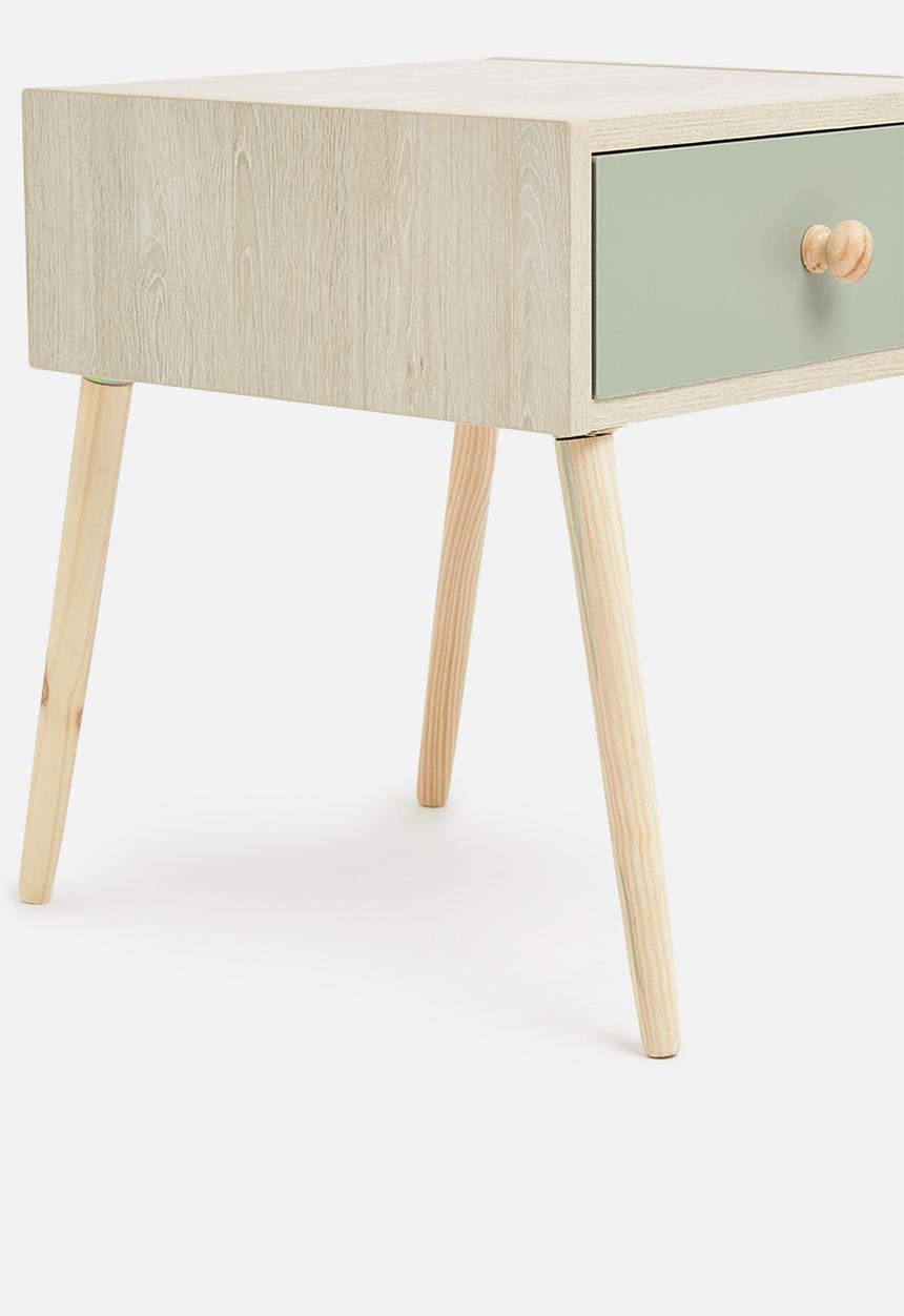 Sixth Floor - Mundo bedside table - natural & sage