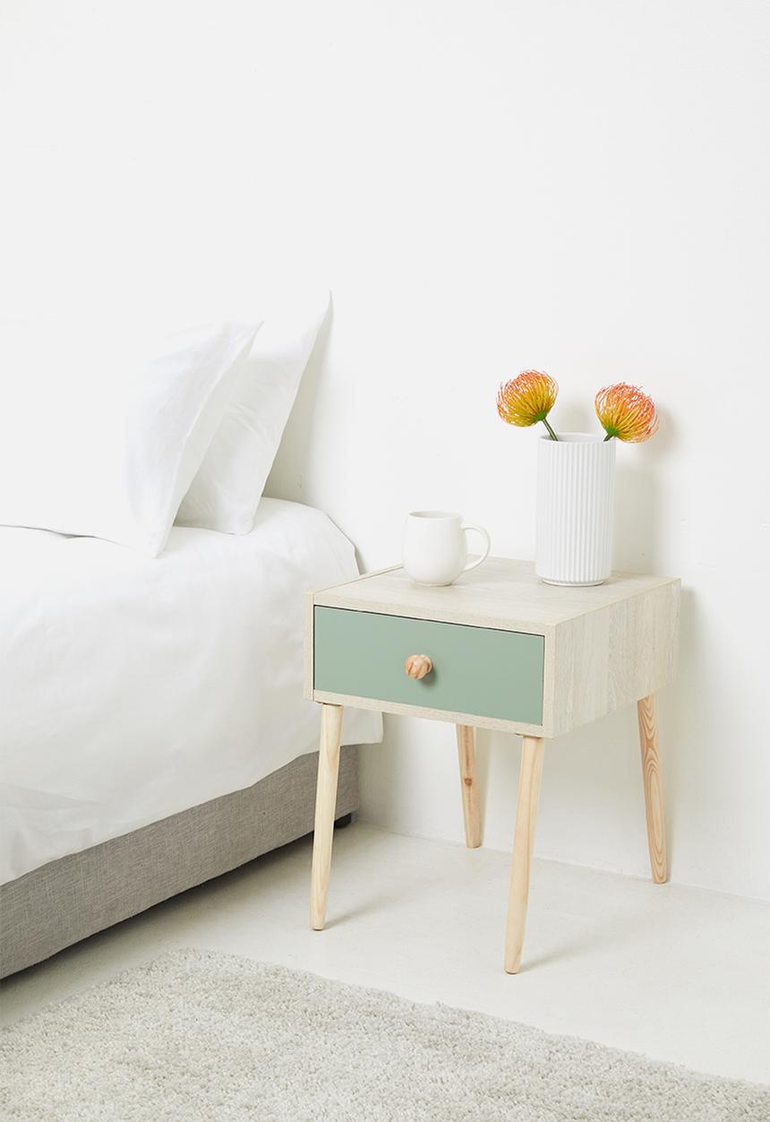 Sixth Floor - Mundo bedside table - natural & sage