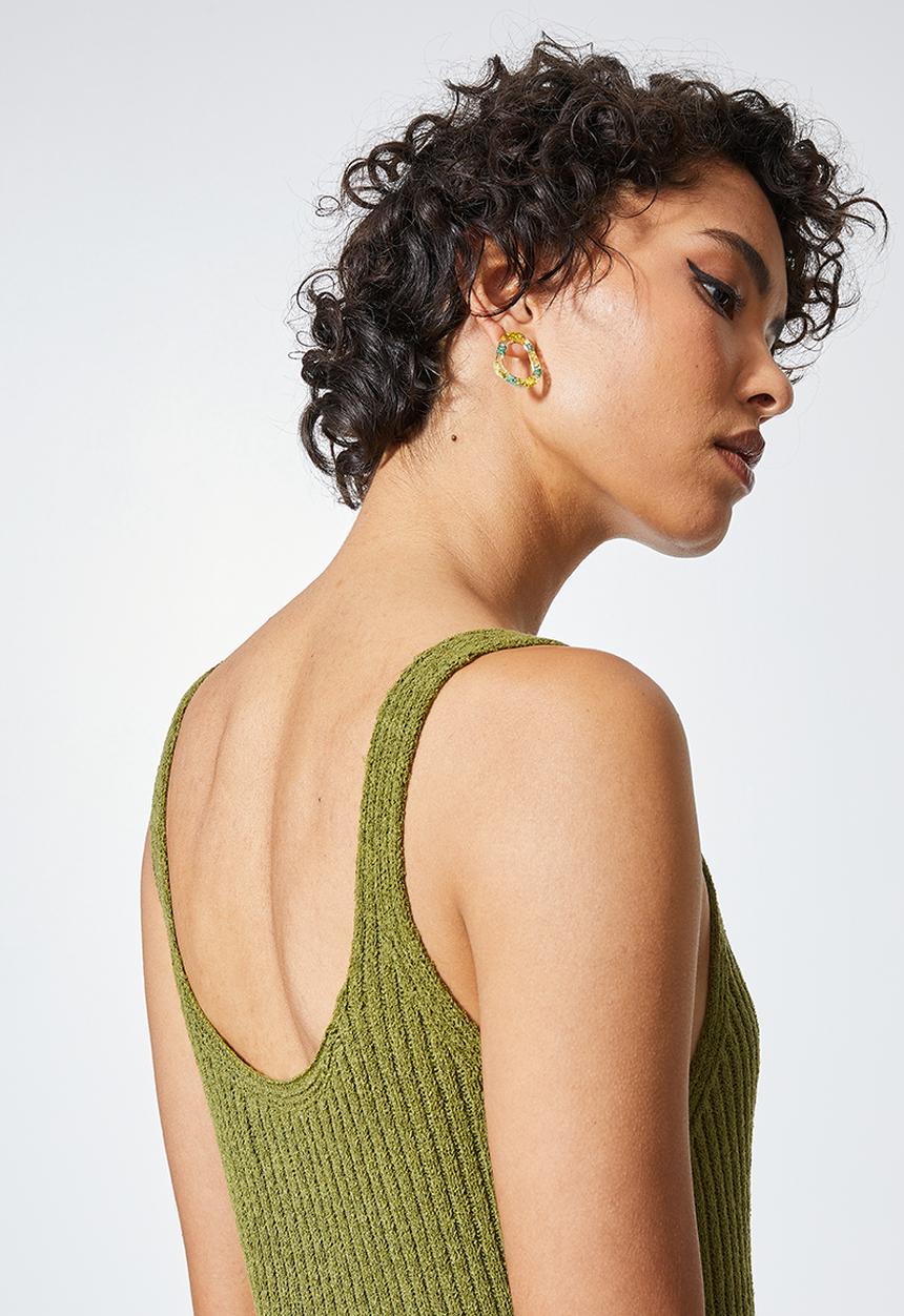 Superbalist - Lightweight knitwear tank dress - avocado