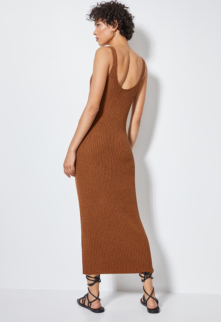 Superbalist - Lightweight knitwear tank dress - tortoise shell