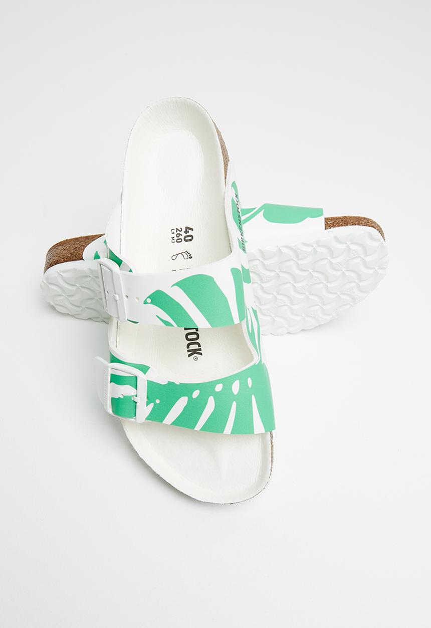 Birkenstock - Arizona birko-flor regular - monstera white/bold jade