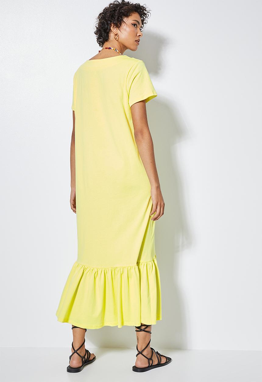 Superbalist - V-neck T-shirt dress with tier - lime