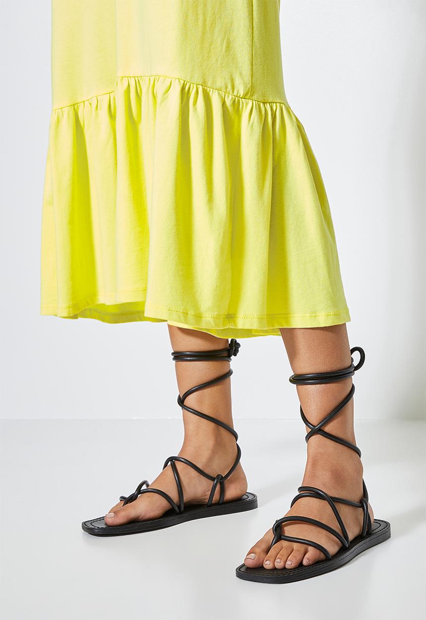 Superbalist - V-neck T-shirt dress with tier - lime