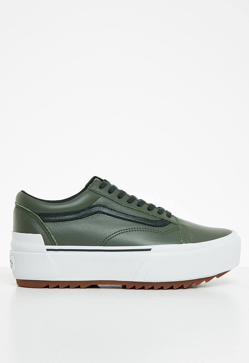 Vans - Old skool stacked - (tumbled leather) thyme/true white