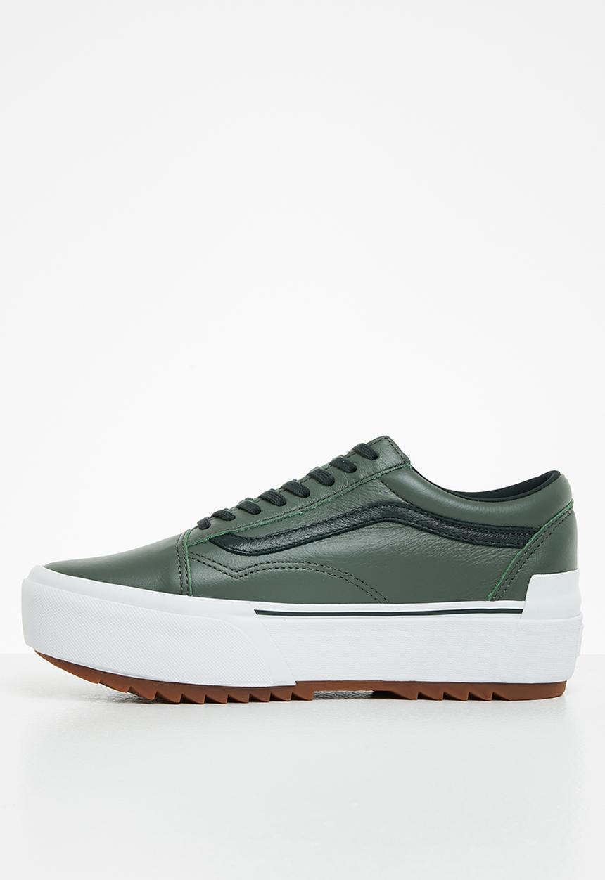 Vans - Old skool stacked - (tumbled leather) thyme/true white