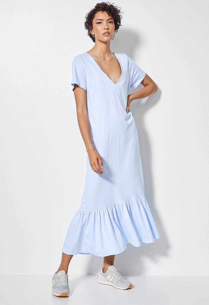 Superbalist - V-neck T-shirt dress with tier - sky blue