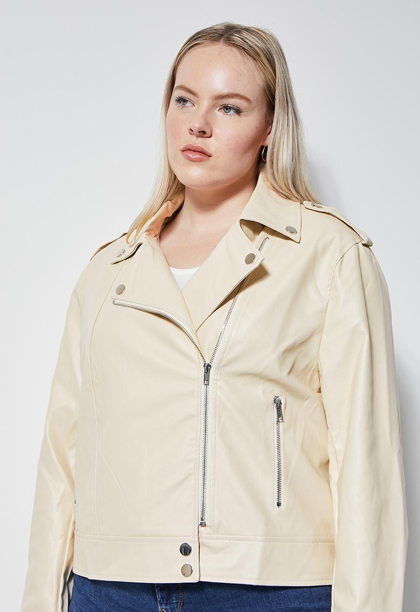 Superbalist - Pu biker jacket - ecru