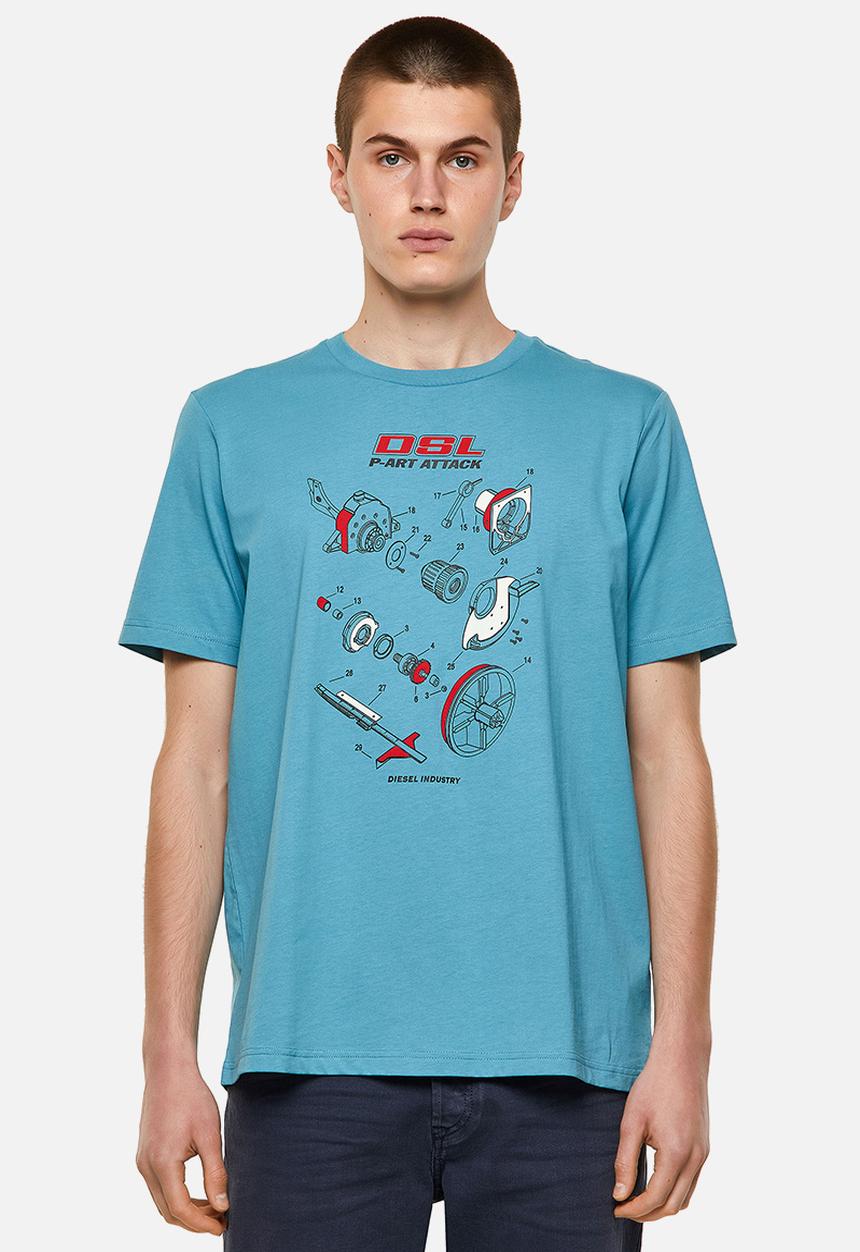 Diesel  - T-just-b53 printed tee - blue