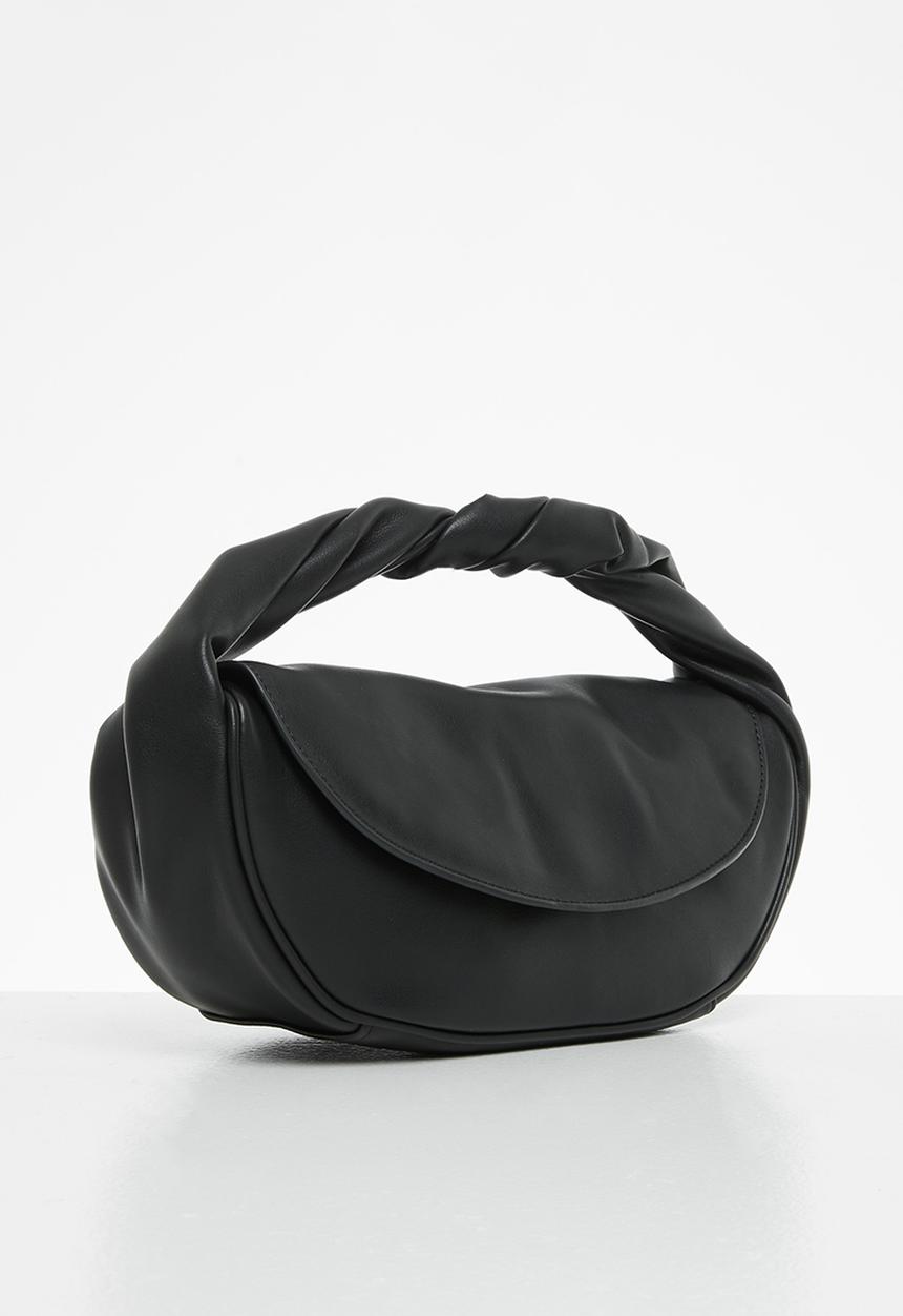 MANGO - Baguette bag with flap - black