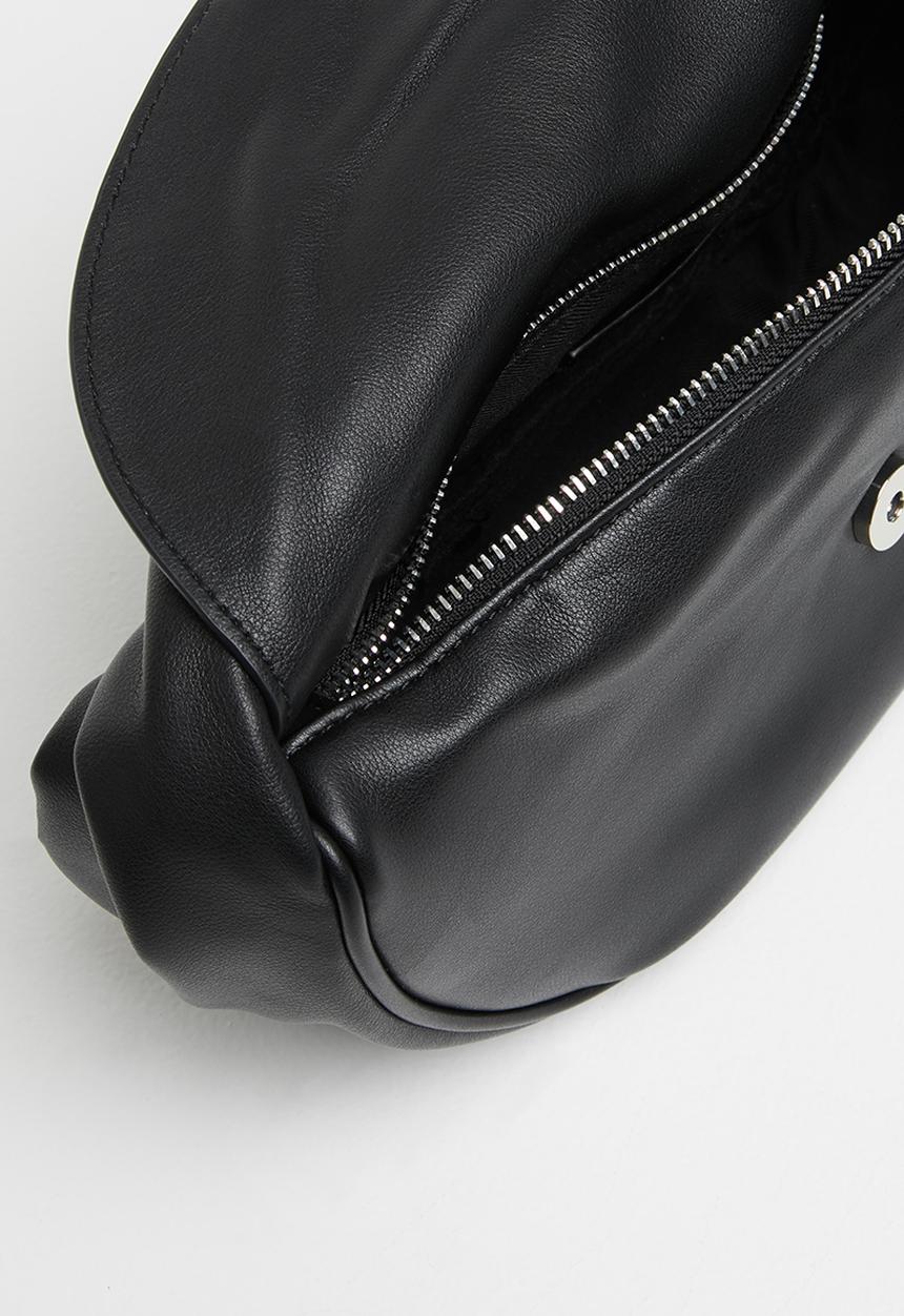 MANGO - Baguette bag with flap - black