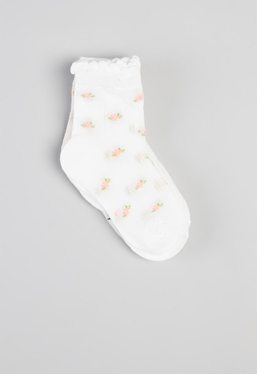 Pop Candy - Girls embroidered socks - pink & white