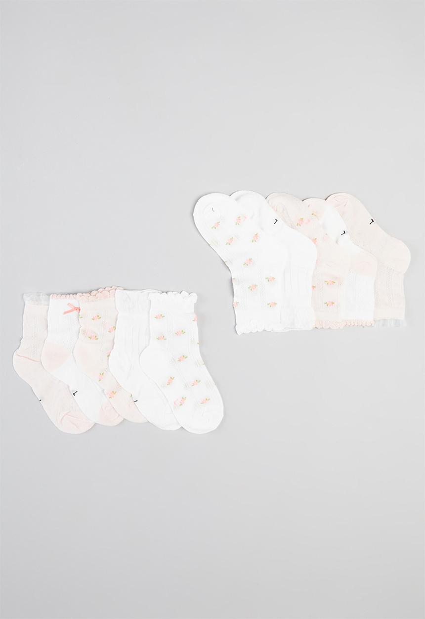 Pop Candy - Girls embroidered socks - pink & white
