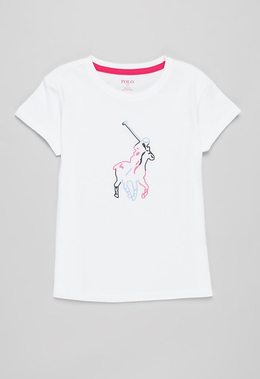POLO - Girls chelsea embroidered tee - white