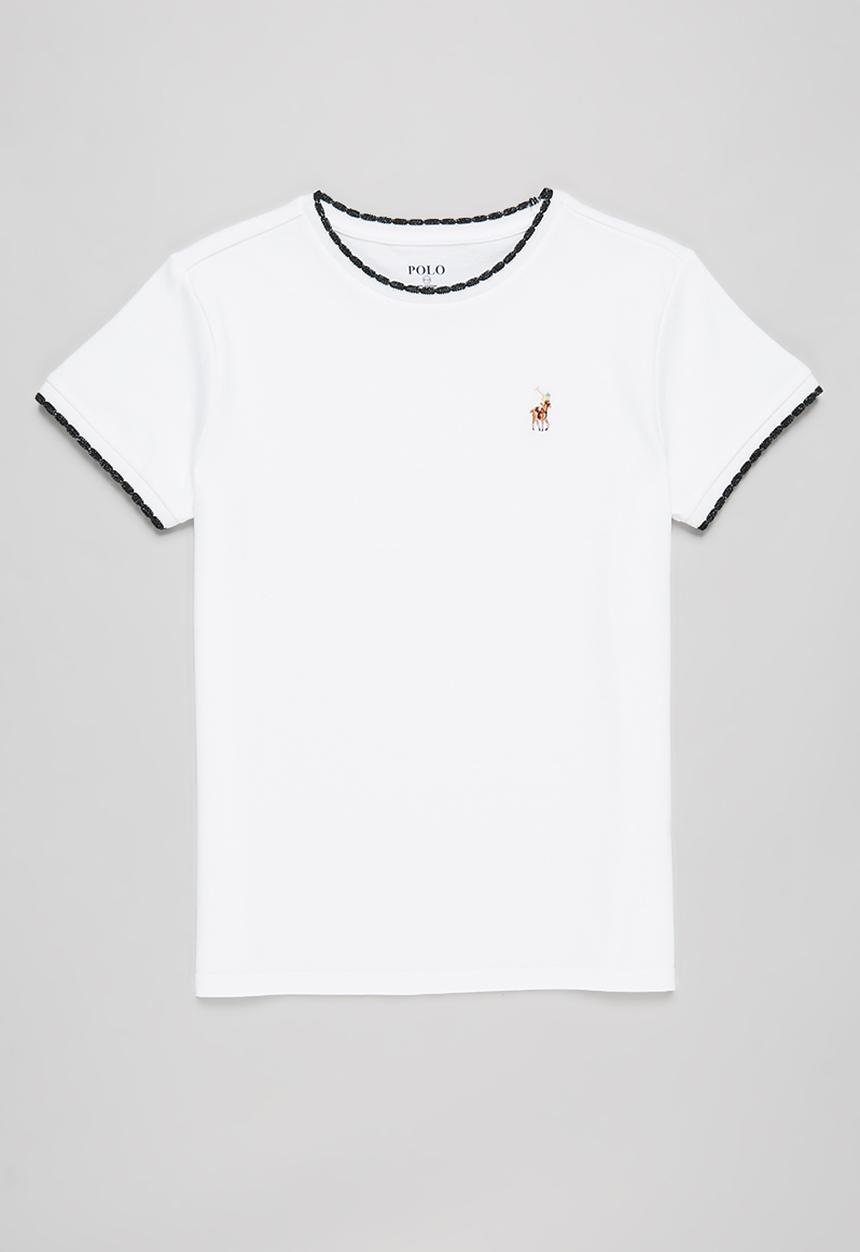 POLO - Girls kerry scalloped tee - white