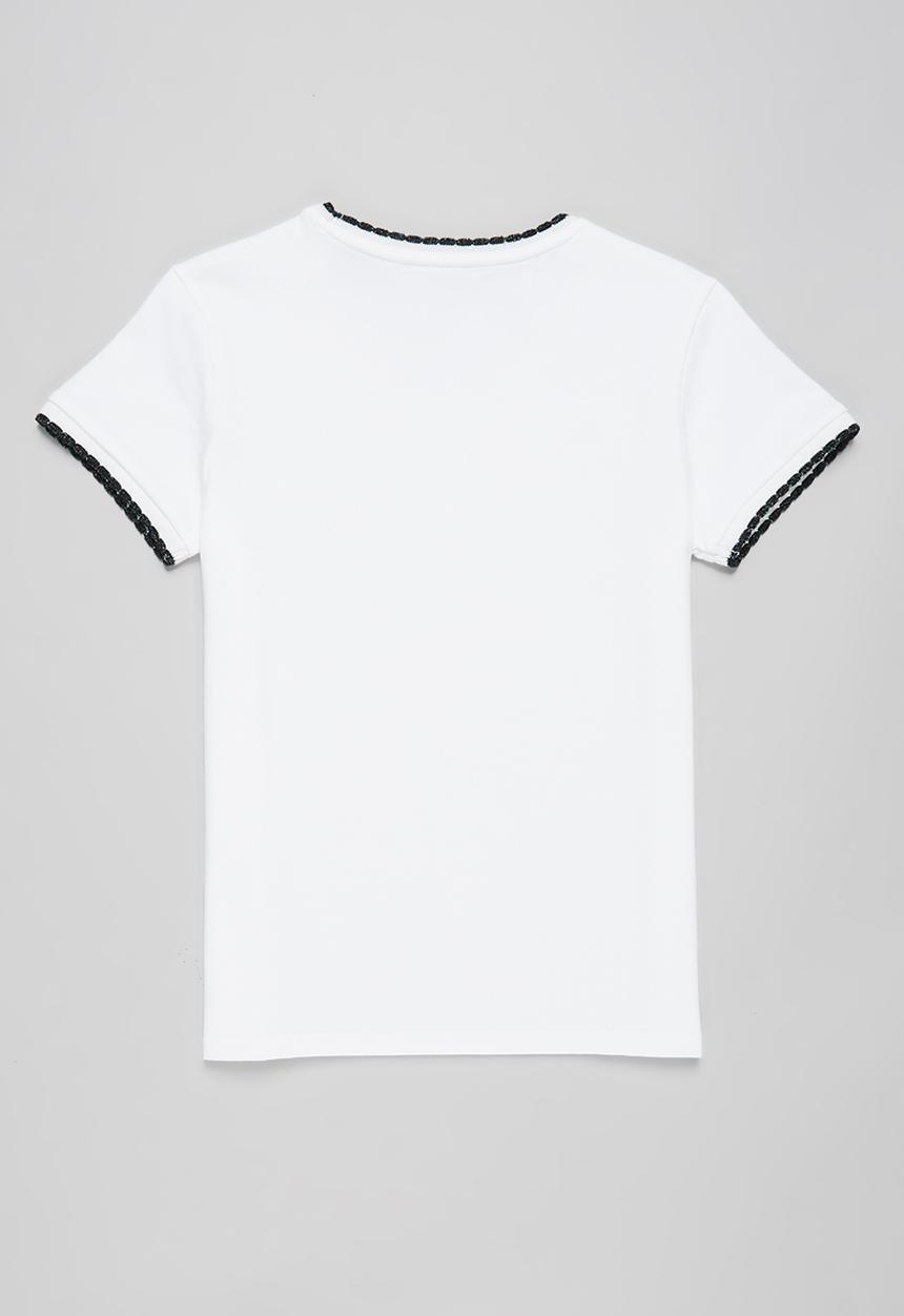 POLO - Girls kerry scalloped tee - white