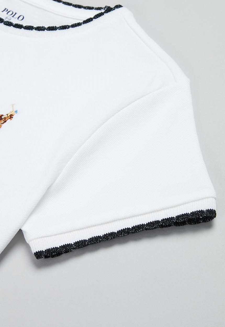 POLO - Girls kerry scalloped tee - white