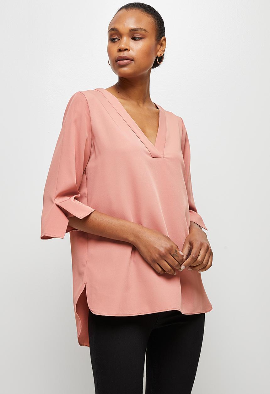 edit - V-neck longline tunic - dusty pink