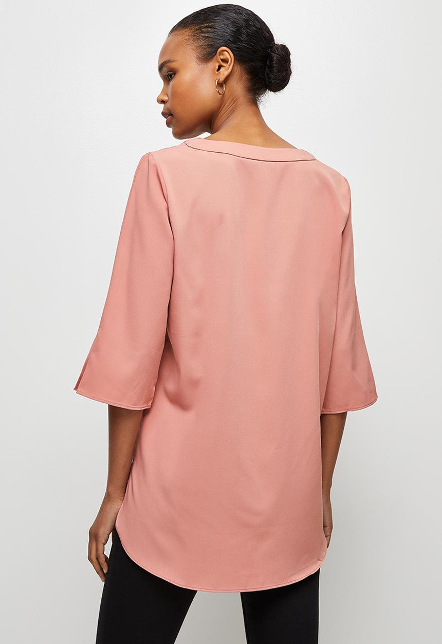 edit - V-neck longline tunic - dusty pink
