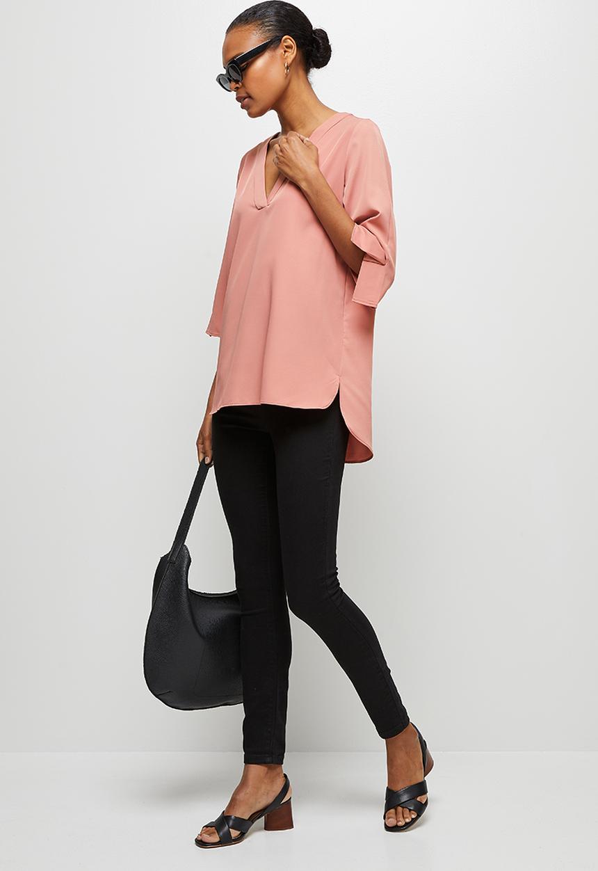 edit - V-neck longline tunic - dusty pink