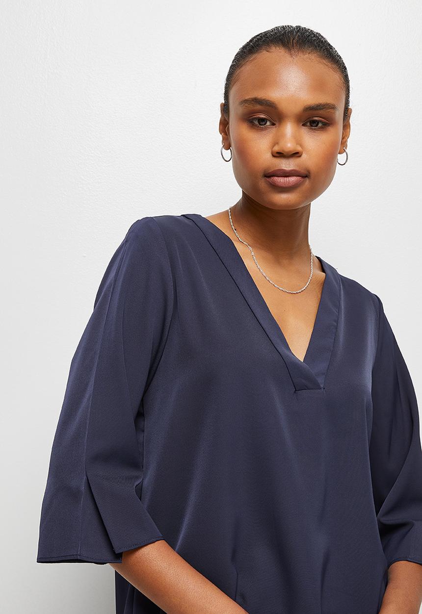 edit - V-neck longline tunic - ink
