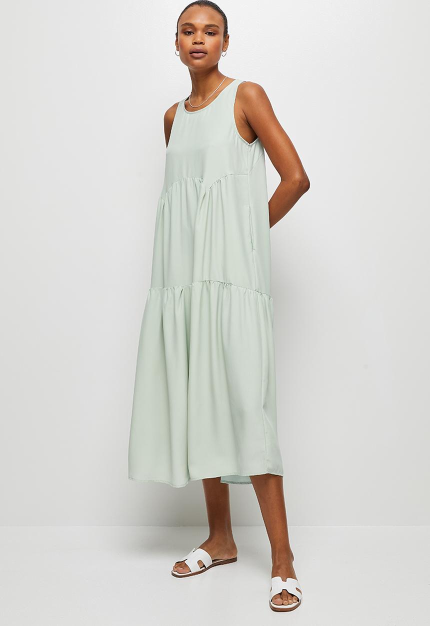 edit - Tier detail maxi dress - dusty sage