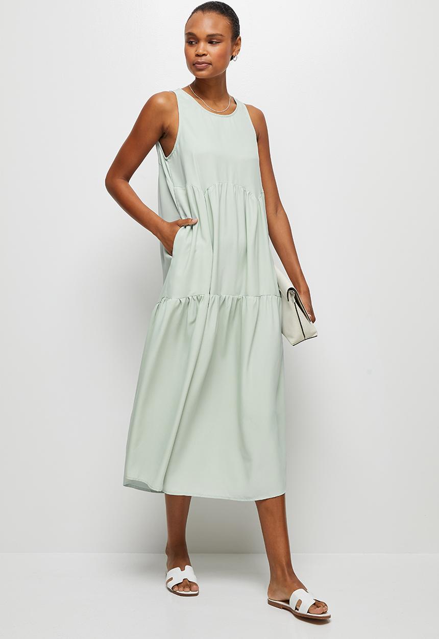 edit - Tier detail maxi dress - dusty sage