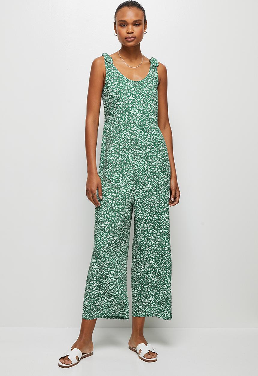 edit - Bow detail jumpsuit - green ditsy floral