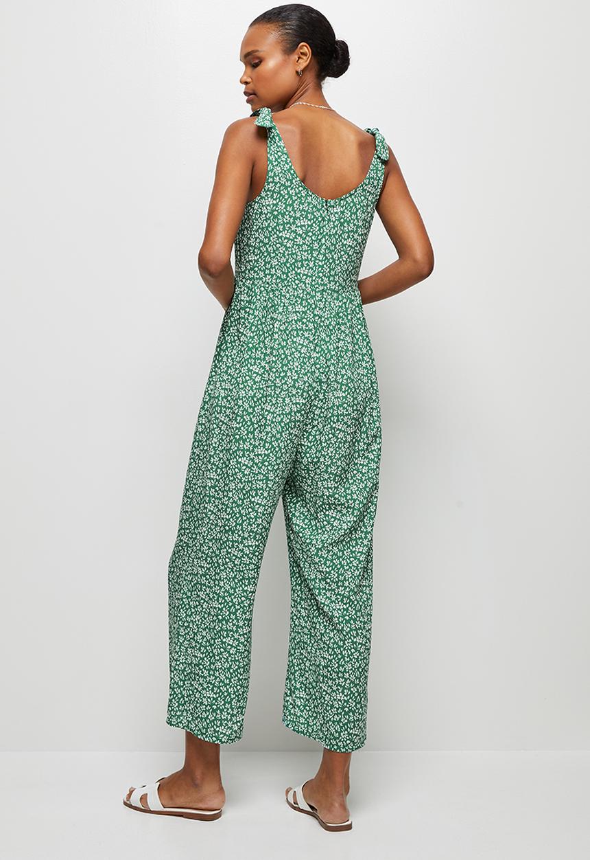 edit - Bow detail jumpsuit - green ditsy floral