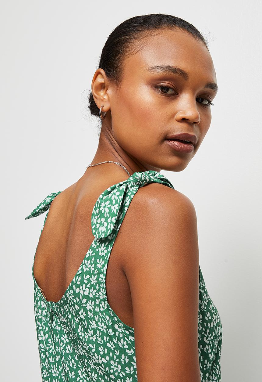 edit - Bow detail jumpsuit - green ditsy floral