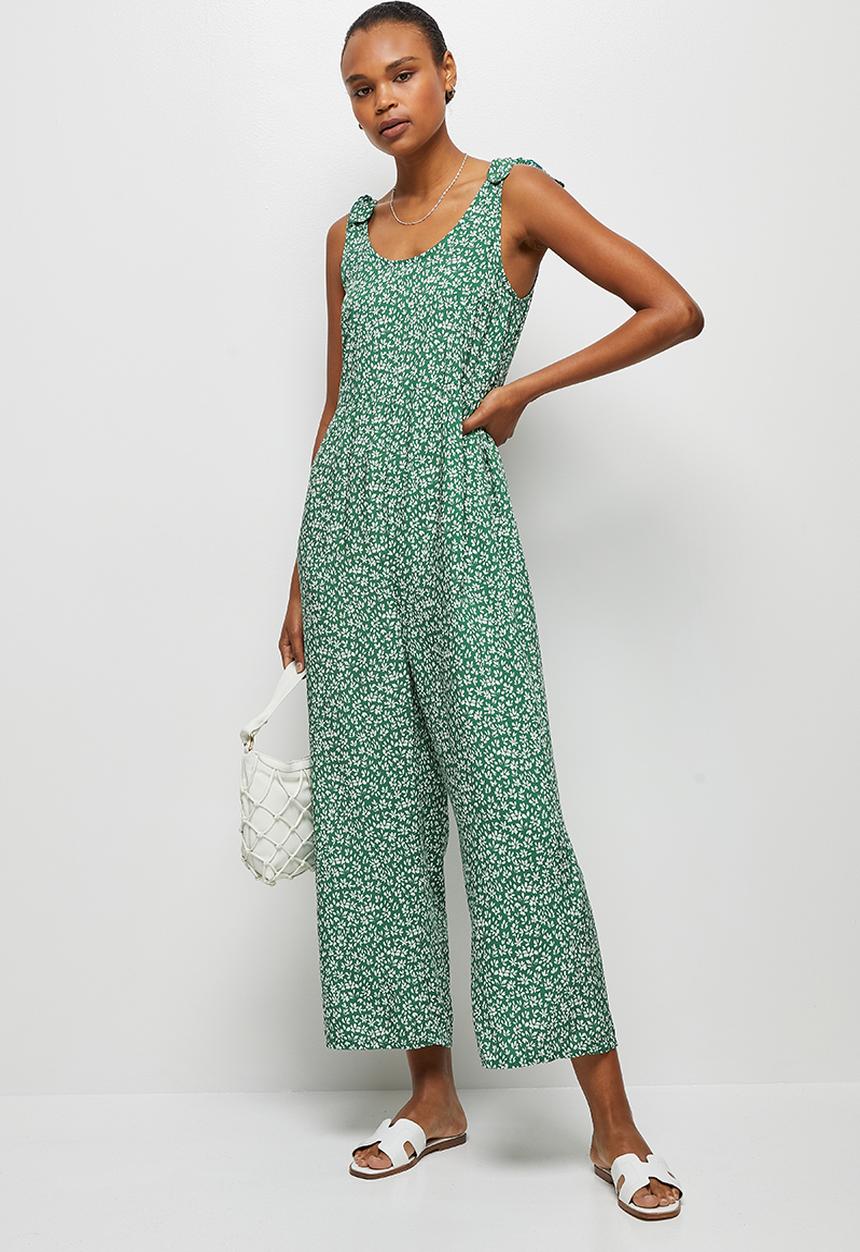 edit - Bow detail jumpsuit - green ditsy floral